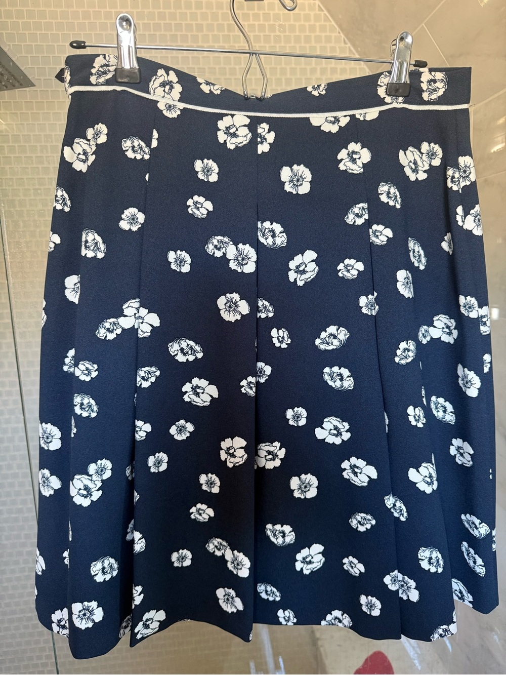 Brooks Brothers Navy and White Floral Skater Skirt